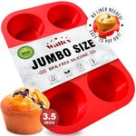 Walfos Silicone Large Muffin Pan - 6 Cup Jumbo Silicone Cupcake Pan, Non-Stick Silicone Muffin Tin Perfect for Egg Muffin, Big Cupcake - BPA Free & Dishwasher Safe, Just PoP Out!