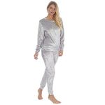 Style It Up Womens Ladies Crushed Velvet Warm Pyjama Cosy Soft Fleece Nightwear Lounge Wear PJ, (Grey Crushed Velvet, UK 16-18)