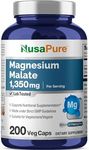 Magnesium Malate 1350mg 200 Veggie Capsules (Non-GMO & Gluten Free) High Potency - Supports Energy Production, Healthy Metabolism, Muscles Function & Nerve Function