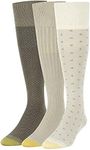 Gold Toe mens Dress Crew Socks, 3 Pairs, String/Driftwood, Large