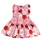 BAMY Flower Dog Dress Valentine's Day Teddy Skirt Rose Cat Clothes Sweet Princess Bomei Costume Pet Tutu for Spring Summer Wedding Party (Pink, M)