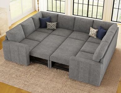 Belffin Oversized Sectional Sleeper Sofa with Pull Out Bed Convertible U Shaped Modular Sectional Couch Bed Grey