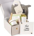 Lizush Lemongrass 6-Piece Spa Gift Set for Women - Relaxing Self-Care Basket, Luxury Handmade Body Care Items for Premium Relaxation - Get Well Soon