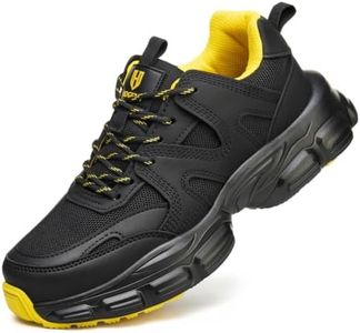 Steel Toe Shoes for Men Women, Yellow Lining Work Shoes, Men 9 / Women 10.5