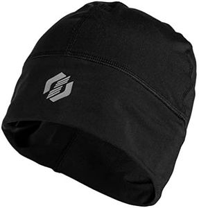 SLS3 Running Hat - Cold Weather Runners Beanie Reflective for Men & Women - Jogging Hats Thin - Runners Cap - Workout Beanies Hats | German Designed Jet Black