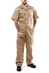 Kolossus Coveralls for Men Short Sleeve - Blended - Work Jumpsuit Men, Khaki, XX-Large