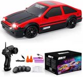 Remote Control Car RC Drift 2.4GHz 1:24 Scale 4WD 15KM/H High Speed Model Vehicle with LED Lights Drifting Tire Racing Sport Toy for Adults Boys Girls Kids Gift 2Pcs Rechargeable Batteries