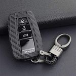 M.JVisun Soft Silicone Rubber Carbon Fiber Texture Case Key Fob Cover For Toyota 86 GT86 Avalon C-HR Camry Corolla Highlander Land Cruiser Prado Prius RAV4 2016-2023 Car Remote Key Shells - Black