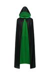 Regenboog 35inch Reversible Cape with Hood Kids,Black and Green Cloak,Halloween Christmas Costume,Masquerade,Vampires