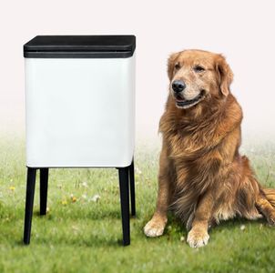 Ornato Dog Poop Trash Can Outside,Tall high Legs 4 Gallon stainess Steel Dog Waste Press Trash Can with Lid,Include Inner Bucket and Universal Wheels,Backyard,Patio,Garage, Outdoors,Garbage Can