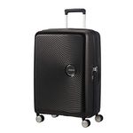 American Tourister Soundbox - Hard Shell Suitcase 67 cm Medium - Trolley Suitcase with 4 Wheels, TSA Lock, Expandable & Light - 71.5/81 L - Black (Bass Black)