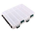 Nikou Fishing Tackle Boxes, 12 Grids Double-Sided Fishing Lure Hook Tackle Box, Transparent Plastic Tackle Storage Box Fishing Case Lure Box Storage Case for Fishing Hook Small Accessories