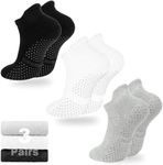 3 Pairs Cushioned Sole Pilates Socks Yoga Socks with Grips for Women Non-Slip Grip Socks,H HOME-MART Yoga Socks Grippy Socks for Ballet Barefoot Workout Anti Skid Athletic Socks