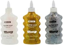 BAZIC Products Glitter Glue Tube – 3 Assorted Metallic Colors, Non-Toxic Washable Glitter Glue for Arts, Crafts, DIY, and Party Projects, 6.76 oz/Pack, 3 Packs
