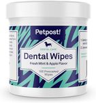 Petpost | Dental Wipes for Dogs - Bad Breath and Tooth Buildup Gone - Presoaked Pads in Natural Tooth Cleaning Solution 100 ct