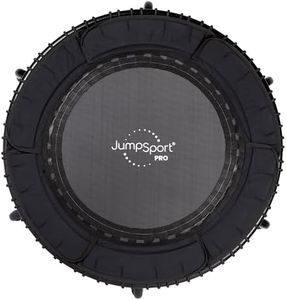 JumpSport 370 PRO | Fitness Trampoline | Professionals Choice | Quiet & Safe Bounce | No-Tip Arched Legs | Adjustable Bungees for Quality and Durability | 4 Music Workout Videos Incl.