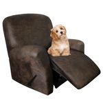 molasofa Leather Like Recliner Chair Covers - Large Lazy Boy Recliner Chair Covers for Reclining Chair 4 Pieces Washable Recliner Slip Covers That Stay in Place (Dark Brown