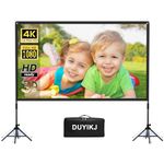 Projector Screen with Stand, DUYIKJ 120 inch Portable Foldable Projection Movie Screen Indoor Outdoor Four-Legged Stand Wrinkle-Free16:9 4K HD with Carry Bag for Home Theater Backyard Movie Night