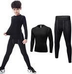 TERODACO Kids Long Sleeve Compression 2 Pcs Set Thermal Base Layer Suits Unisex