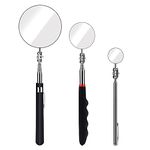 SAVITA 3 Sizes Telescoping Inspection Mirror Set Extendable Retractable Telescopic Inspection Mirror Kit, 1.18/1.96/3.34 inch Diameter 7-23/9-21/10-29 inch Handle, Small Large Dental Lash Mirror