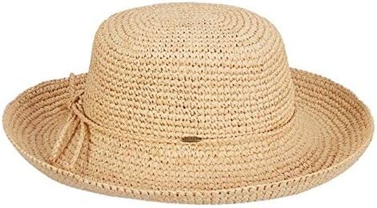 Scala Women's Crocheted Packable Raffia Hat,Natural,55cm