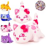 TUAOMRWJ 61-PCS-KC Heart Cat Plush +60-Stickers-Plush,Cat Plush Toys Blind Box Cat Plush Series-100% Polyester Embroidery Plush Pillow-Cute Popular Cat Plush Collectibles(KC Heart Cat Plush)