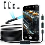 [Dual-Lens] PIXACO Borescope, Endoscope Camera with Light,1920P Inspection Camera with 8+1 Adjustable LED Lights, 16.5ft Semi-Rigid Cable Waterproof Snake Camera for iPhone, iPad, Android.