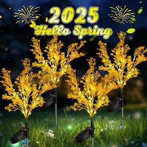 Neporal Garden Solar Lights Outdoor Waterproof IP65 4 Pack, Dusk to Dawn Golden Solar Flowers Solar Garden Lights Outdoor for Garden Decor Outdoor Decor, Solar Flower Lights