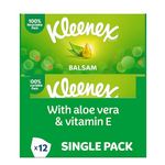 Kleenex Balsam Facial Tissues - Pack of 12 Tissue Boxes - Balm Tissues Protect and Soothe Your Nose when You've Got a Cold - Balmcare® with Aloe Vera, Vitamin E and Calendula