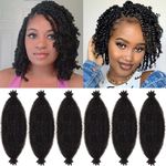 FFDDear 8 Inch Pre-Separated Springy Afro Twist Hair 6 Packs Marley Twist Crochet Braiding Hair Natural Black Spring Twist Hair for Soft Locs Hair Synthetic Hair Extensions for Women(8Inch,1B)