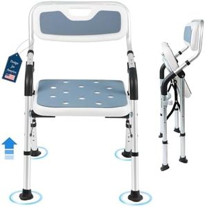EOSPRIM Chaise de Douche Pliante, Chaise de Douche avec accoudoirs, siège de Bain pour Seniors, Tabouret de Douche Pliant, siège de Bain pour Adultes, Chaise de Bain, Chaise de Douche avec Dossier