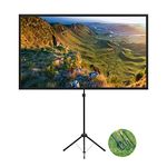 Projector Screen with Stand, 60 Inch Outdoor Projector Screen 16:9 and Stand, Portable Projector Screen with Aluminium Frame, Lightweight and Compact, Easy Setup, Idea for Home Cinema, Backyard Party