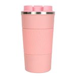 Wosta Insulated Travel Coffee Mug 2.0 | Double Wall Vacuum Stainless Steel Fat-Bottomed Coffee Cup Tumbler with Spill Proof Flip Lid for Hot and Ice Beverages (Pink Color, 380 Ml)