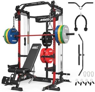 Mikolo Power Cage, 2000LB Power Rack with Independent Dual Pulley System, Multi-Function Home Gym Workout Machine for Cable Crossover (370LBS, Red)