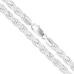 Sterling Silver Diamond-Cut Rope Chain 5.4mm Solid 925 Italy New Bracelet 7"