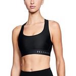 Under Armour Mid Crossback, Light and Breathable High Support Sports Bra, Modern Running Bra for Women Women, Black (Black/Black/Graphite (001)), L