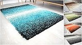 Bravich Large 3 Tone Teal Blue Black and Cream Mix Super Soft 5cm Thick Shag High Deep Pile Soft Shaggy Area Rugs Modern Carpet Living Room Bedroom Mats 120x170 cm (4ft x 5ft6)