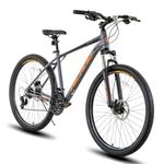 HILAND 27.5 Inch Mountain Bike, Aluminum Frame 21 Speed for Man with Hydraulic Disc Brake, Lock-Out Suspension Fork 18 Inch Frame, Gray