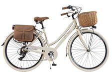 Via Veneto by Canellini Bike City Bike CTB Citybike Vintage Bycicle Aluminium Retro Woman Lady with Basket bags and bell ring via veneto (46, Beige)