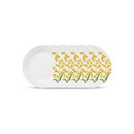 La Opala Diva, Ivory Collection, Opal Glass Quarter Plate Set 6 pcs, Yellow Grace, White, Standard