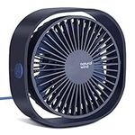 warrita Mini Desk Fan Usb Fan Silent Powerful with 3 Speeds and 360° Rotatable Small Cooling Desktop Fan while Sleeping, Working, Reading in Office and Home (Blue)