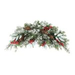 SHACOS Artificial Christmas Swag 65 CM Christmas Snowy Flocked Swag with Pine Cones Red Berries Xmas Mailbox Swag Front Door Swag Wreath Windows Wall Mantel Table Holiday Decor Swag Indoor Outdoor