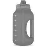 Ello Hydra Half Gallon Jug with Time Marker & Handle for All Day Hydration & Antimicrobial Guardian Technology Straw with Locking, Leak-Proof Lid, 64 oz, Gray