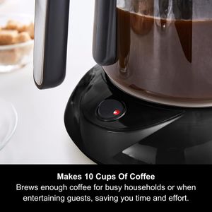 Morphy Richards Filter Coffee Machine – 10 Cup, Pour Over, Black/Steel
