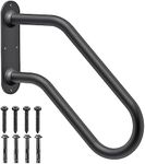 SELEWARE Heavy Duty Non-Slip Handrails for Outdoor 1-3 Step, Wall Mount Stair Hand Railing Grab Bars, U-Shape Safety Handle for Garage, Porch, Garden (Dia 1.3" Pipe, Black)
