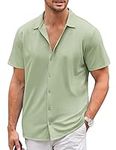 COOFANDY Mens Short Sleeve Button Down Shirts Casual Wrinkle Free Summer Beach Shirt