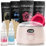 KoluaWax Premium Waxing Kit for Women - Hot Melt Wax Warmer for Hair Removal, Eyebrow, Bikini, Legs, Face, Brazilian Wax & More - Machine + 4-Pack Hard Wax Beads + Accessories, Blush