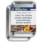 Ultra Cuisine Eighth Sheet Baking Pans - Set of 2 Aluminum Pan - For Baking and Roasting - Durable and Oven-Safe - Non-Toxic and Easy to Clean - Commercial Grade - for Cookie Sheet Baking - 7x10-Inch