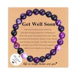 Natural Healing Amethyst Stones Bracelet Get Well Soon Gifts for Women Girls，Self Care Bracelets Inspirational Gifts For Daughter Granddaughter Mom Sister Aunt Friends Girl Teens