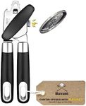 Navani Can Openers with Magnet - Heavy Duty Safety Tin Opener for Arthritis Hands - Magic Can Cutter That Works - Manual Tin Opener for Kitchen - Compact and Efficient Can Opener, Black with Magnet